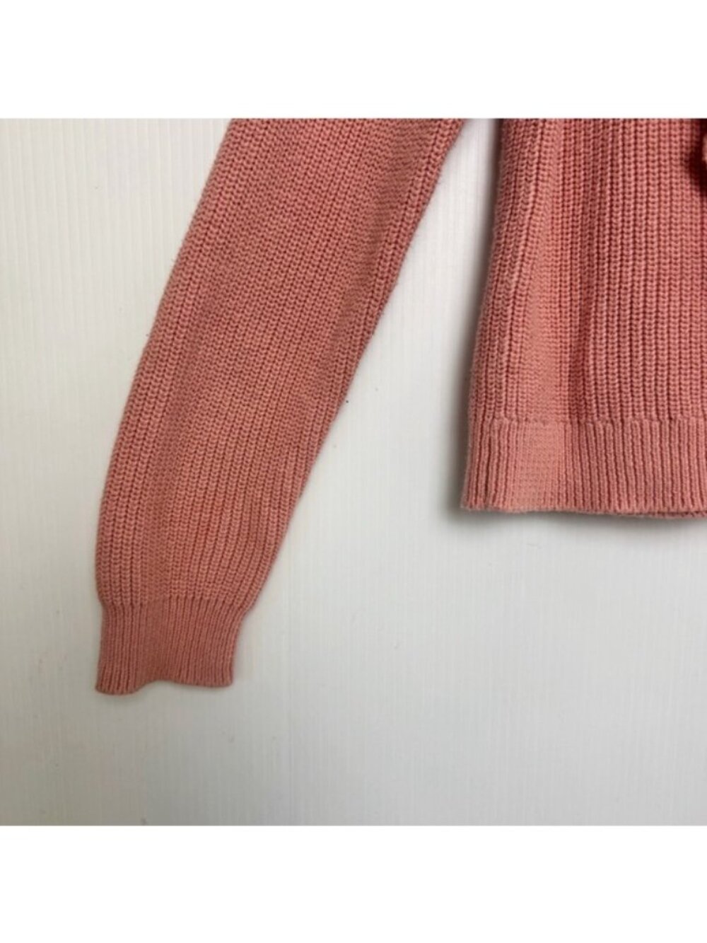 525 America Mock Neck Ruffle Pink Sand Cotton Sweater size Medium - Picture 5 of 11